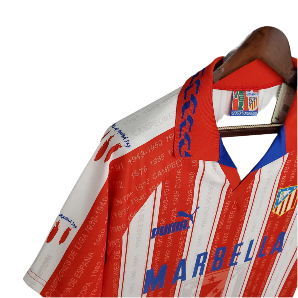 Camisola Atlético de Madrid Retrô 1995/1996 - Branca e Vermelha