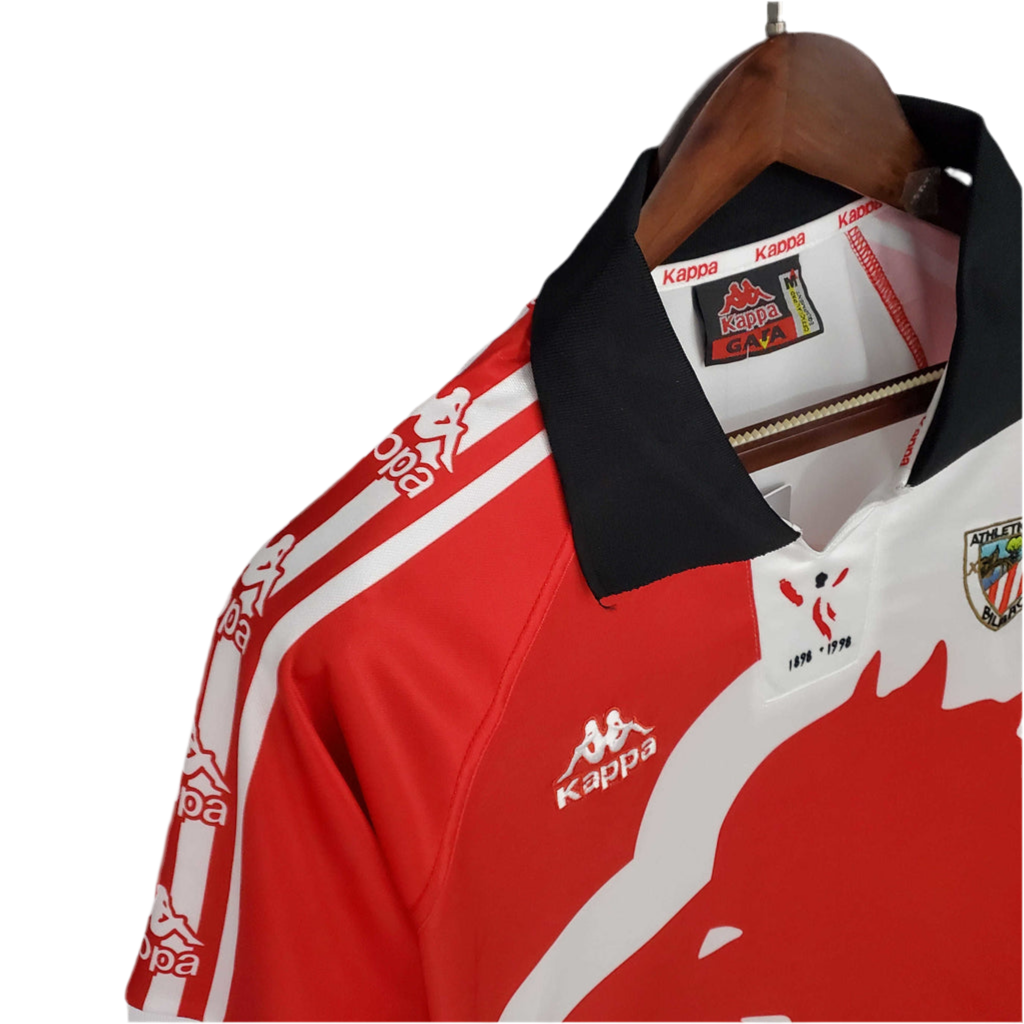 Camisola Athletic Bilbao Retrô 1997/1998 - Vermelha e Branca