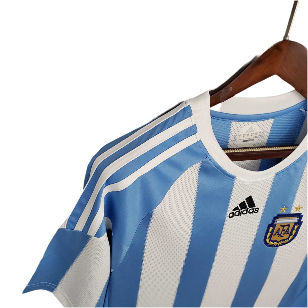 Camisola Argentina Retrô 2010 Azul e Branca