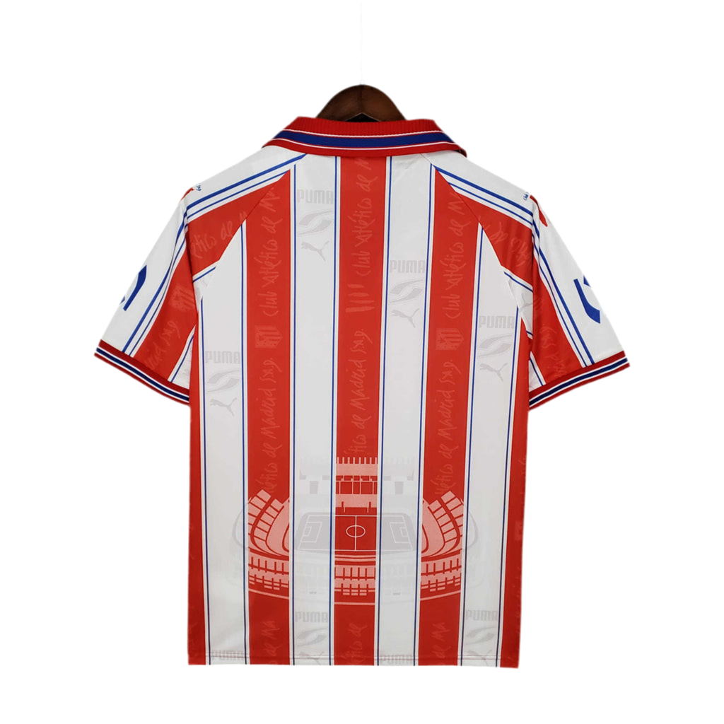 Camisola Atlético de Madrid Retrô 1996/1997 Branca e Vermelha -