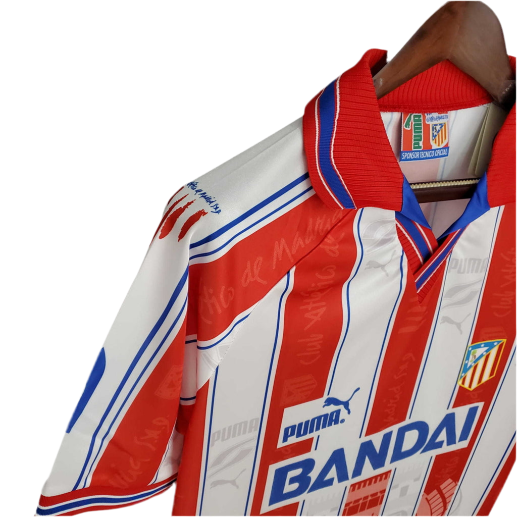 Camisola Atlético de Madrid Retrô 1996/1997 Branca e Vermelha -