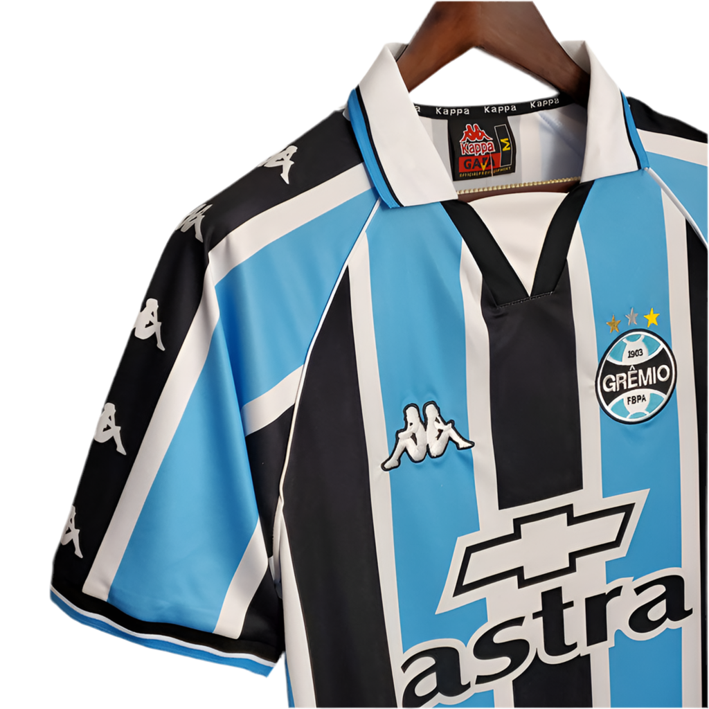 Camisola Grêmio Retrô 2000 Azul e Preta -