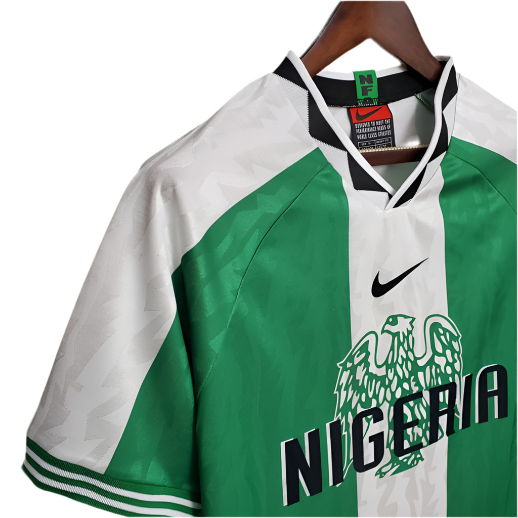 Camisola Nigéria Retrô 1996 Verde e Branca -