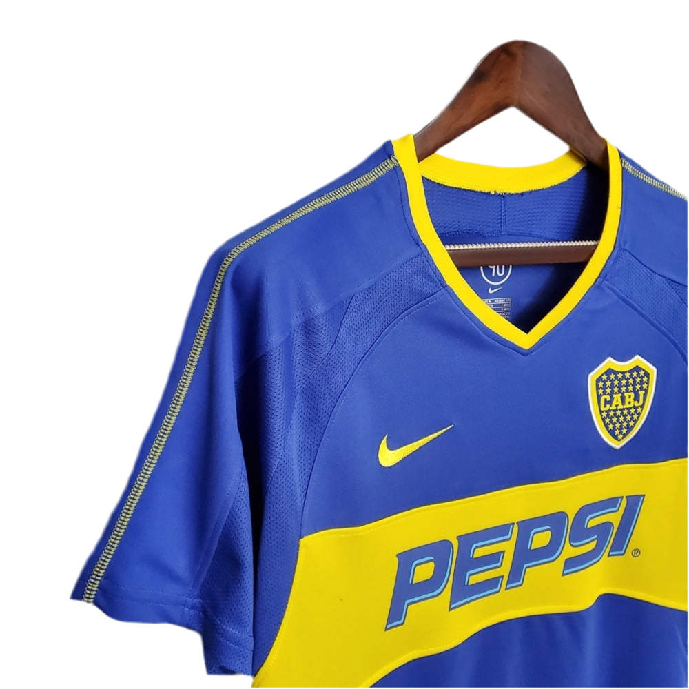 Camisola Boca Juniors Retrô 03/04 Azul e Amarela