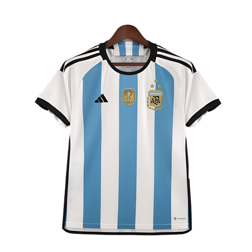 Camisola Seleção da Argentina I [Patch Copa do Mundo] 2022 - Azul e Branca