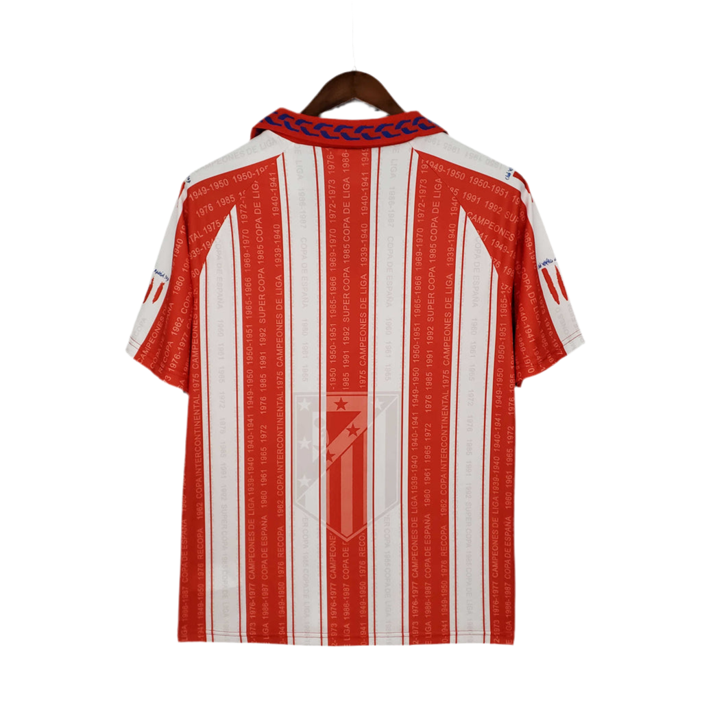 Camisola Atlético de Madrid Retrô 1995/1996 - Branca e Vermelha