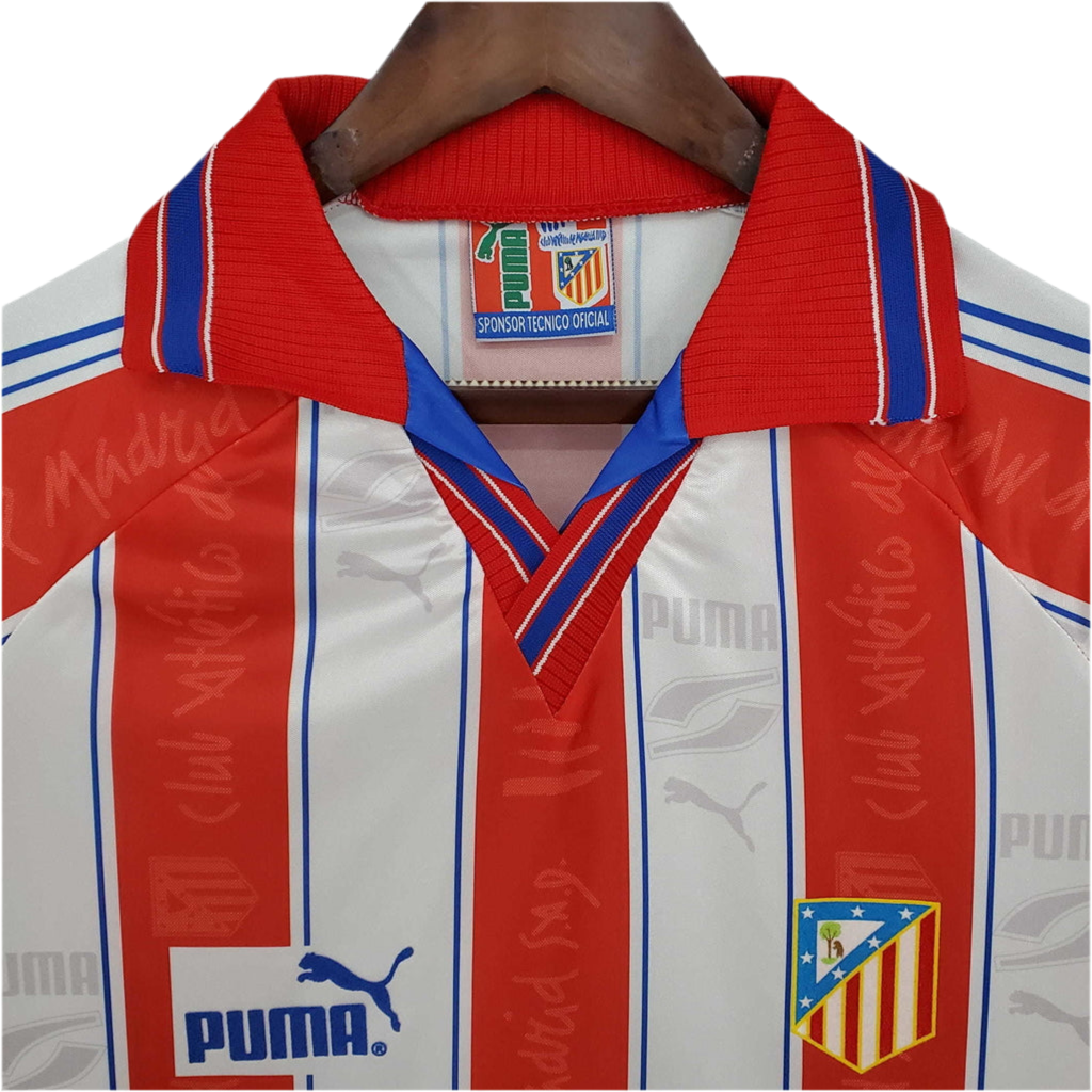 Camisola Atlético de Madrid Retrô 1996/1997 Branca e Vermelha -