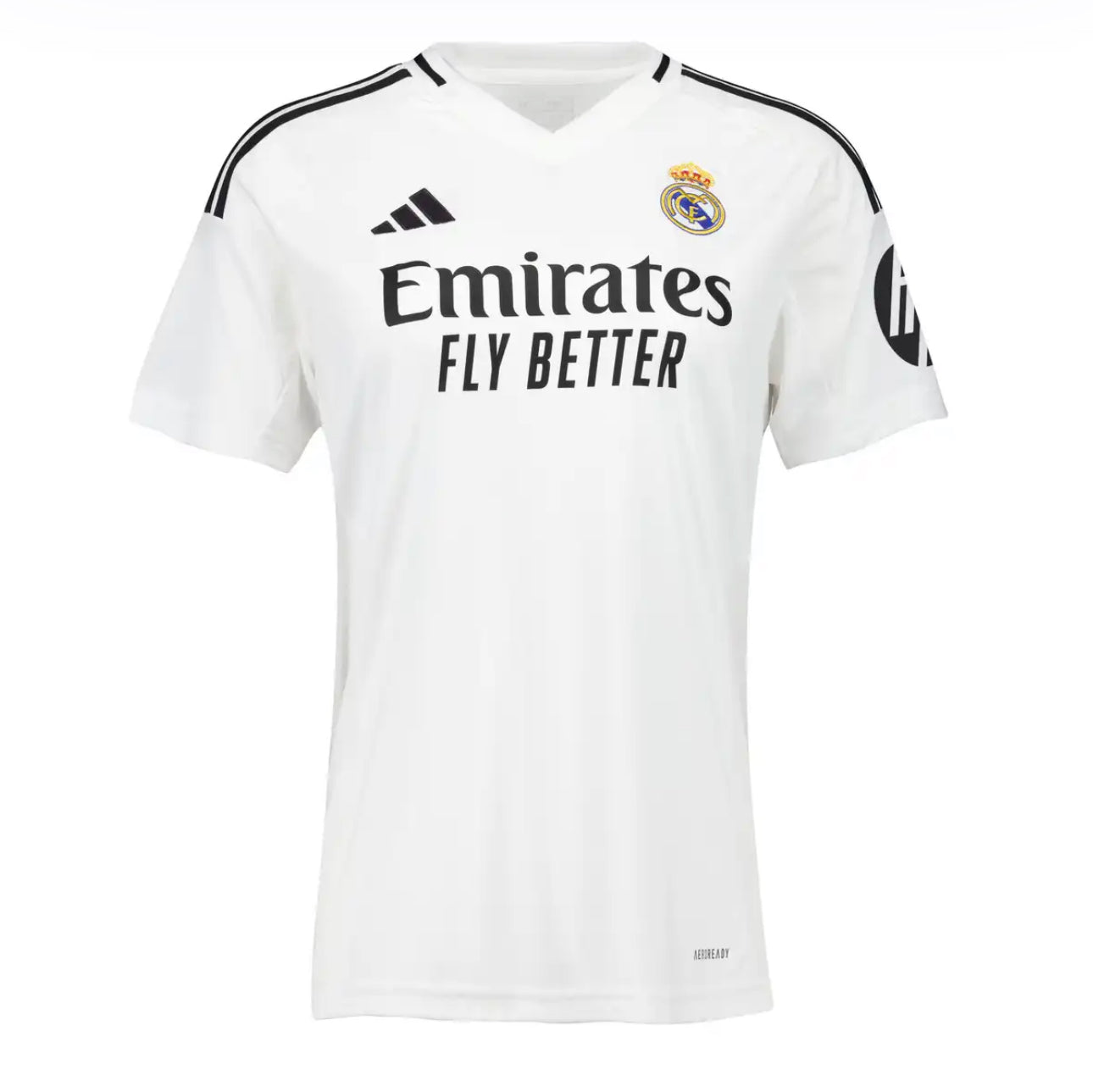 Camisola Feminina Real Madrid I 24/25 - Branco com Patrocínio HP