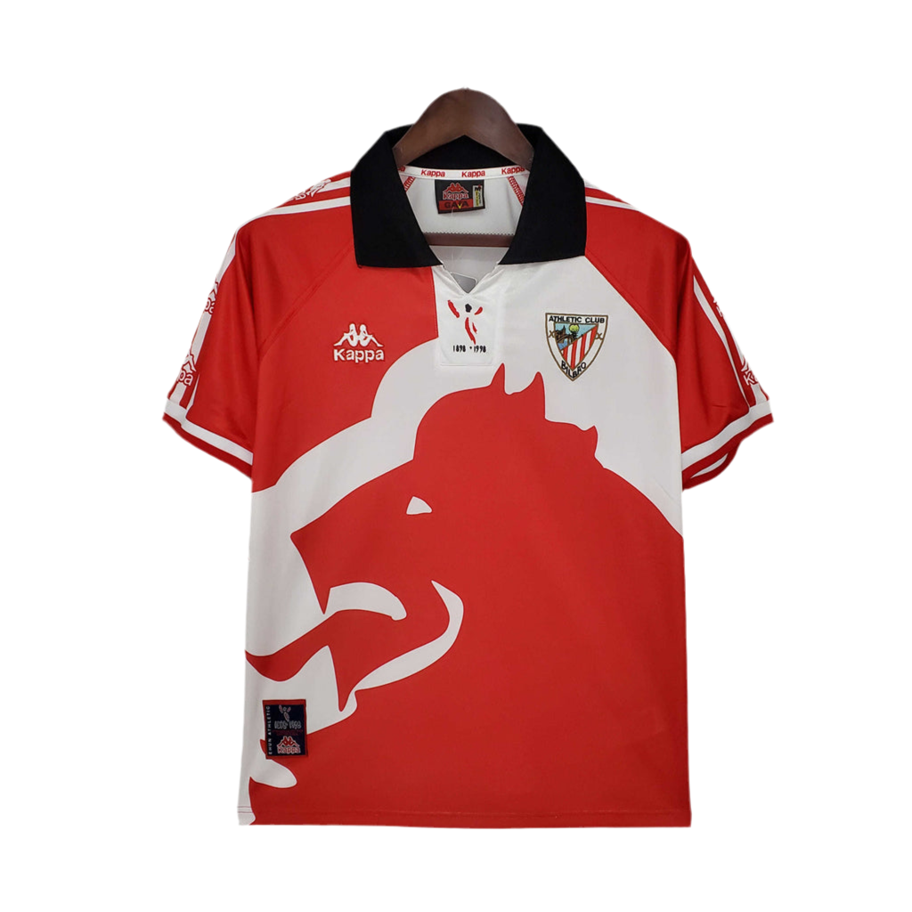 Camisola Athletic Bilbao Retrô 1997/1998 - Vermelha e Branca