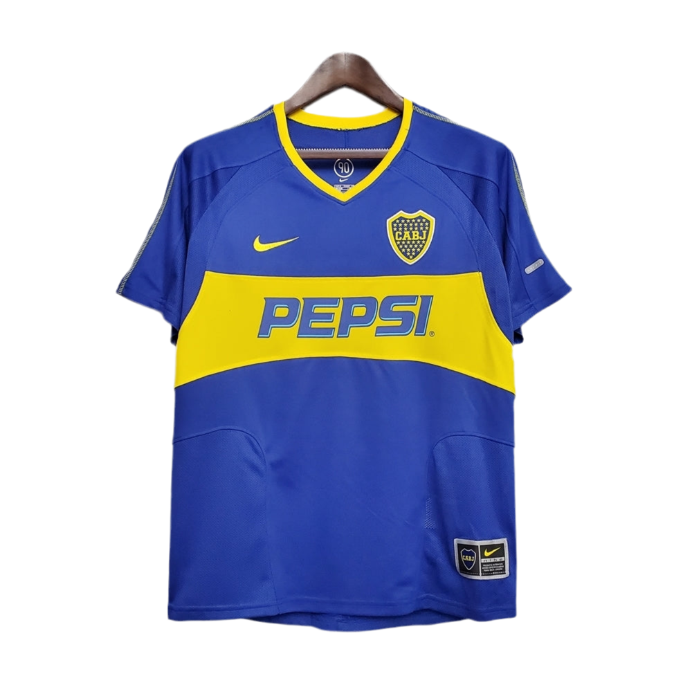 Camisola Boca Juniors Retrô 03/04 Azul e Amarela