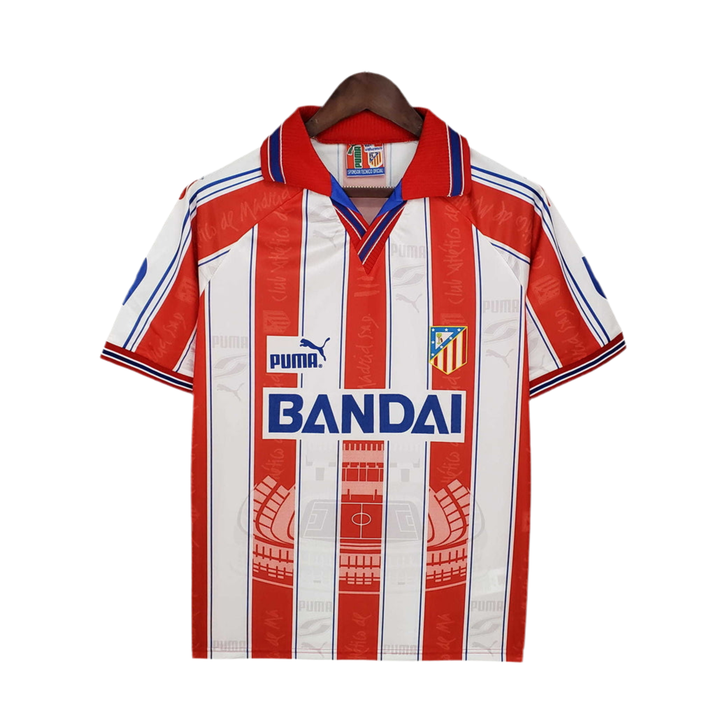 Camisola Atlético de Madrid Retrô 1996/1997 Branca e Vermelha -