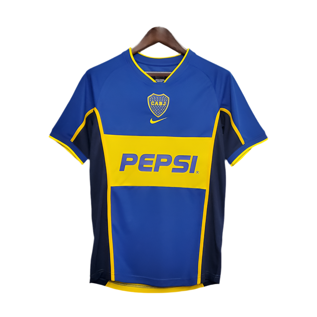 Camisola Boca Juniors Retrô 2002 Azul e Amarela -