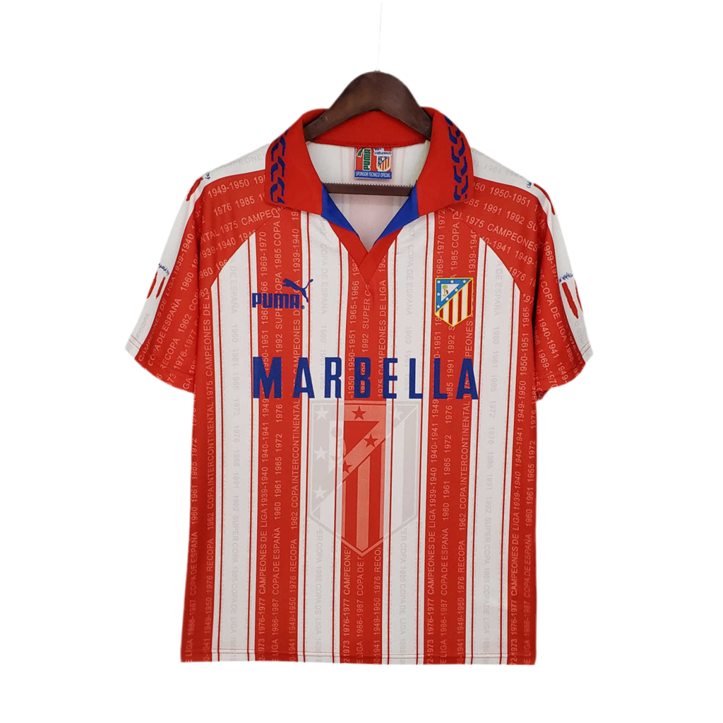 Camisola Atlético de Madrid Retrô 1995/1996 - Branca e Vermelha