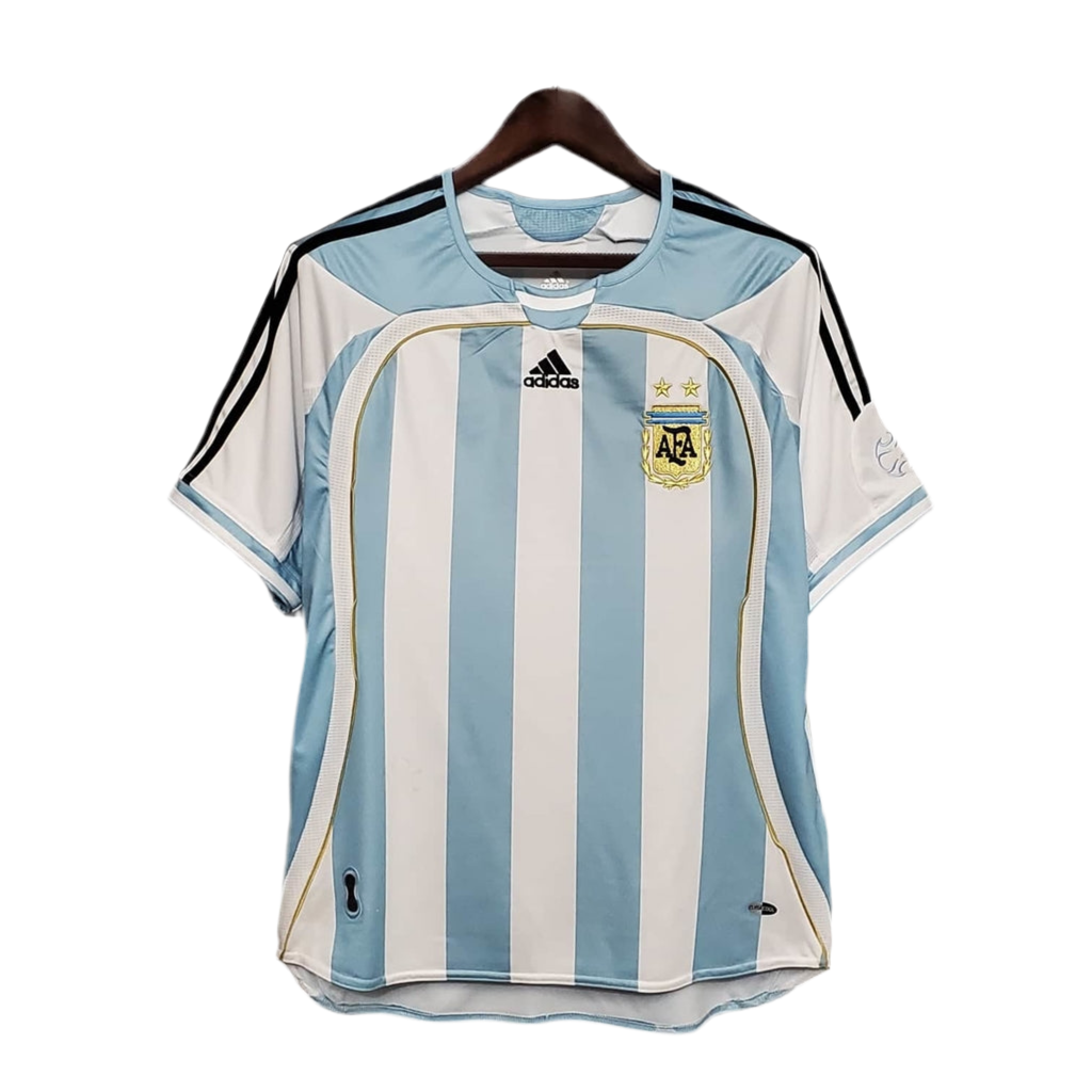 Camisola Seleção Argentina Retrô 2006 Azul e Branca-