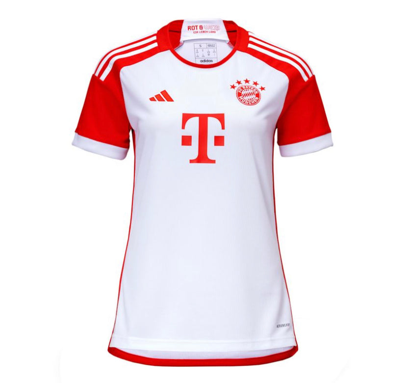 Camisola Feminina Bayern de Munique I 23/24 - Branco e Vermelho