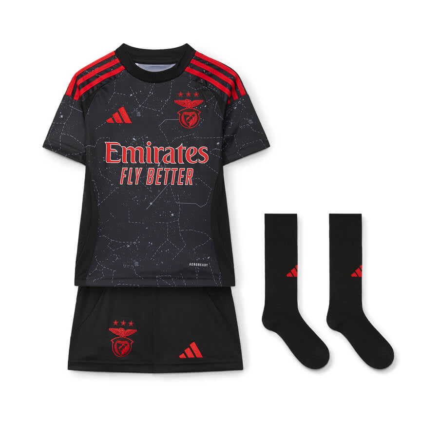 Kit Infantil com Meias Benfica II 24/25 - Vermelho e Preto