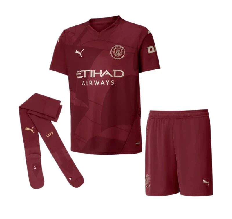 Kit Infantil Manchester City II 24/25 com Meia - Vinho