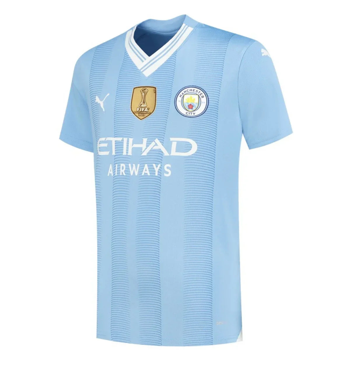 Camisola Manchester City I  23/24 com Patch - Azul e Branca