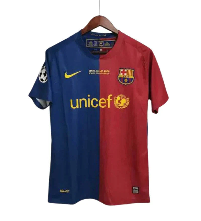 Camisola Barcelona Retrô com Patch UEFA 2008/2009 - Azul e Vermelho