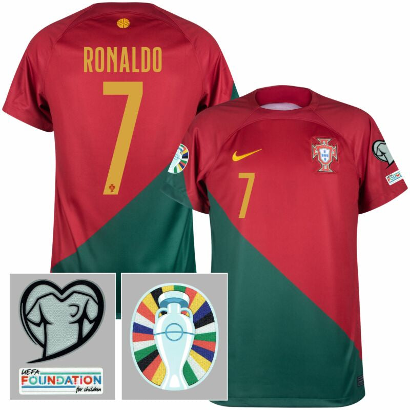 Camisola Portugal I [Com Patch de Qualificação Euro 2024] 22/23 - Vermelho - Ronaldo #7