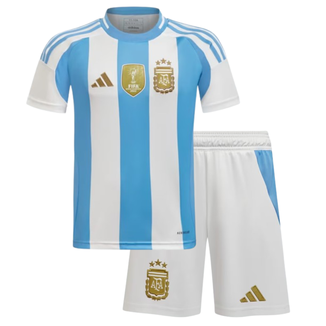 Kit Infantil Argentina I 24/25 Com Patch FIFA - Azul e Branco