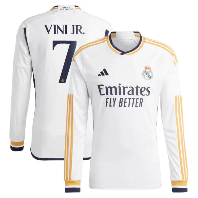 Camisola Manga Longa Real Madrid I [VINI JR #7] 23/24 - Branco