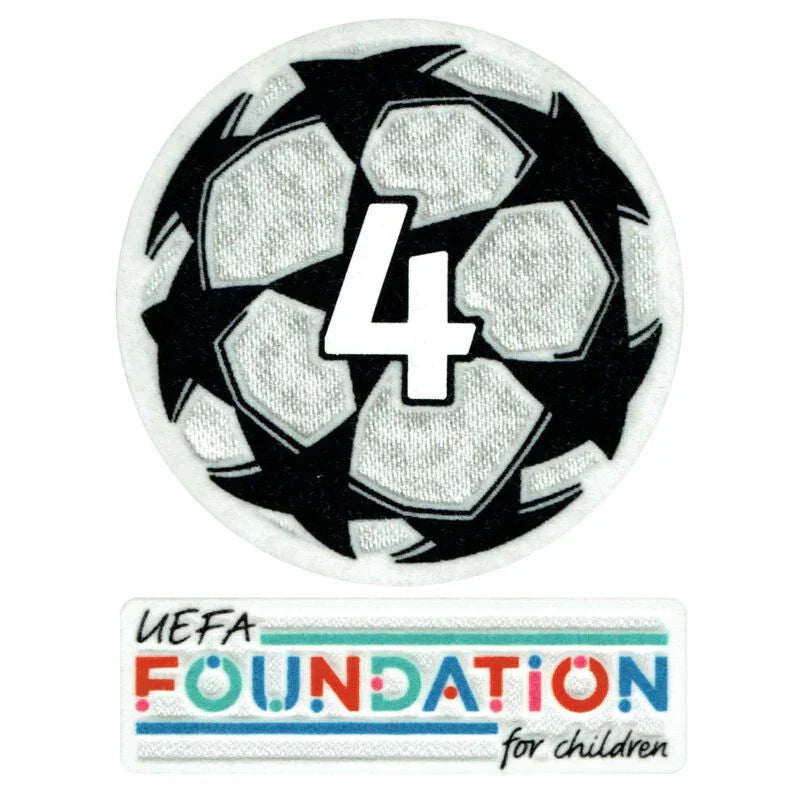 Patch Vencedor da UCL Starball 4 vezes + conjunto de patches da UEFA Foundation - 21/22